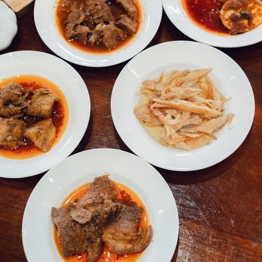 Myanmar home-style curries: pork, chicken, egg and fish